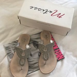 MATISSE Silver chain & crystal embellished sandals